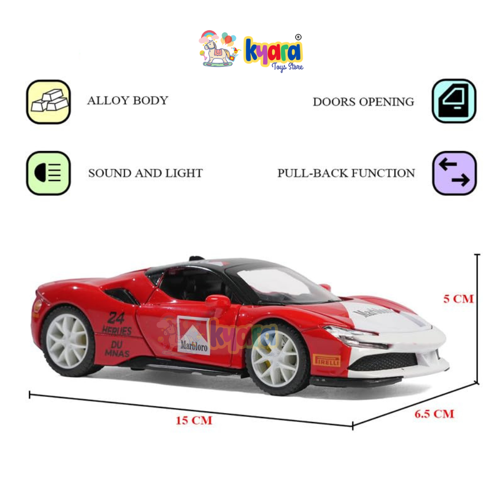 Ferrari SF90 Marlboro Race - Diecast Metal Car - Scale 1:32