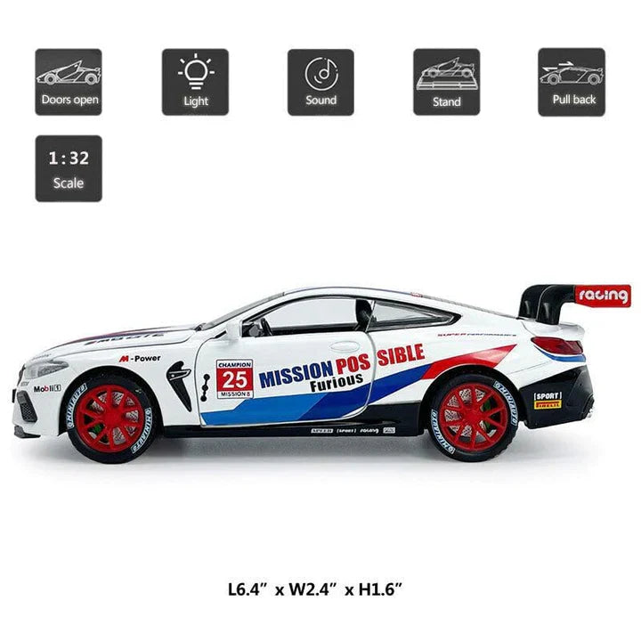 Bmw M8 Gte - Diecast Metal Car - Scale 1:24/1:32