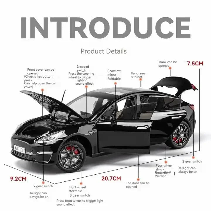Tesla Model 3 - Diecast Metal Car - Scale 1:24