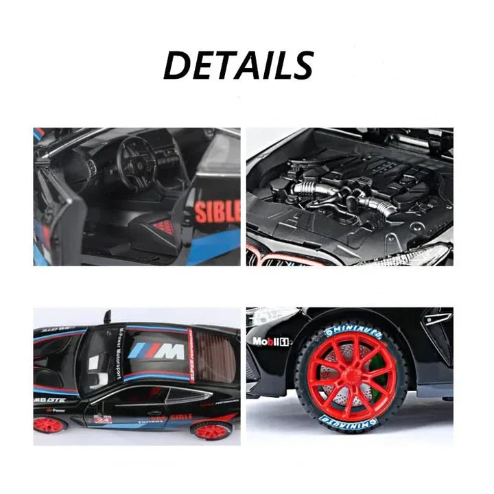 Bmw M8 Gte - Diecast Metal Car - Scale 1:24/1:32