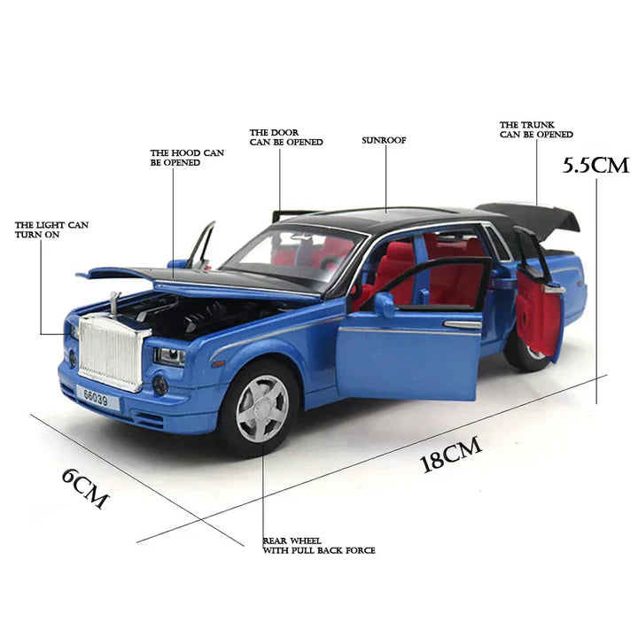 Rolls Royce Phantom Blue-Black - Diecast Metal Car - Scale 1:24