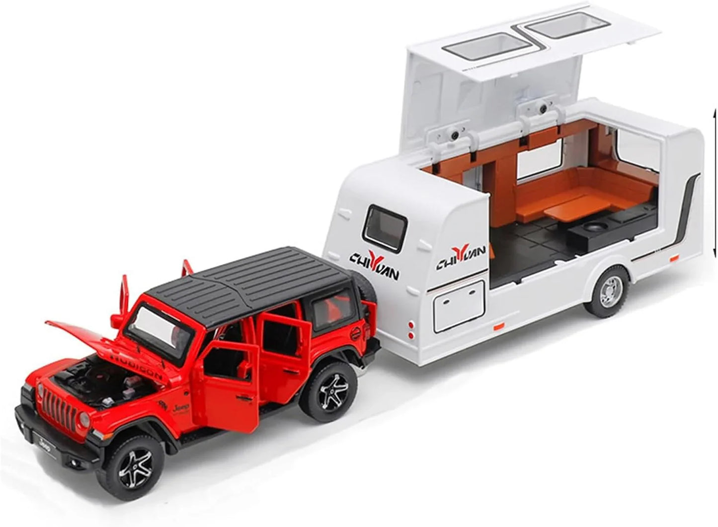 Jeep Rubicon with Trailer - Diecast Metal Car - Scale 1:24