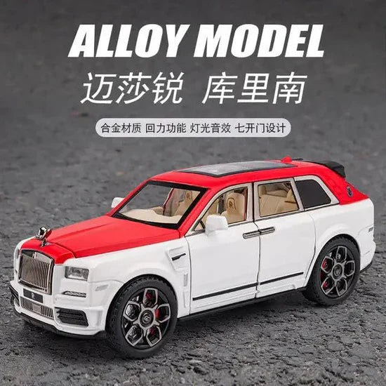 Rolls Royce Cullinan White-Red - Diecast Metal Car - Scale 1:24