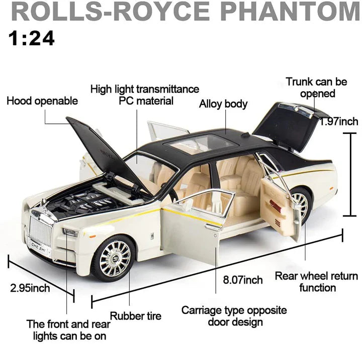 Rolls Royce Phantom White-Blue - Diecast Metal Car - Scale 1:32 / 1:24