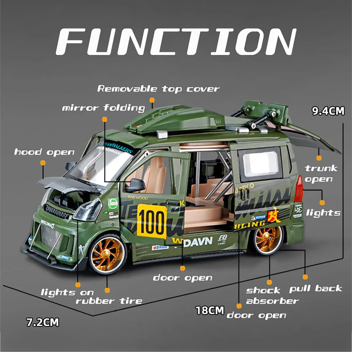 Wuling Track Sports Van - Diecast Metal Car - Scale 1:24