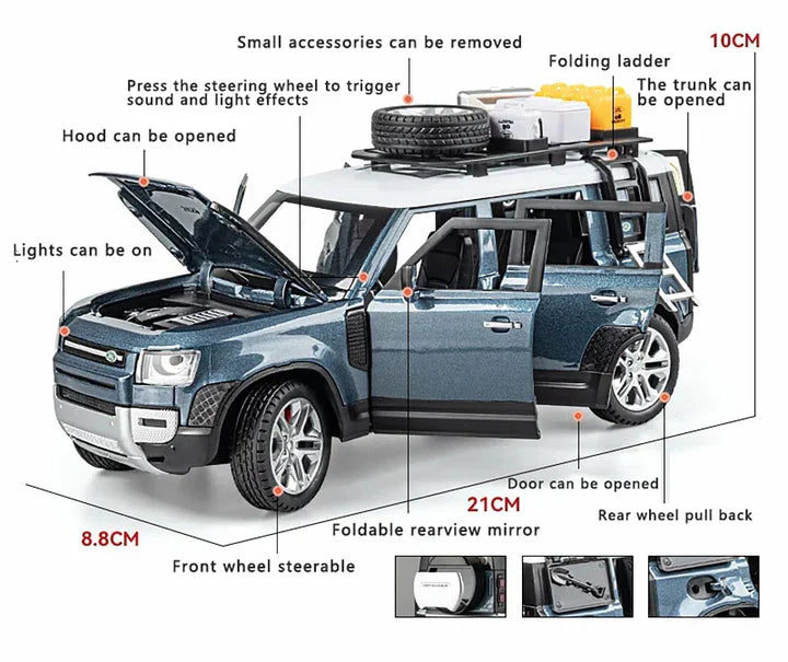 Land Rover Defender Vehicle - Diecast Metal Car - Scale 1:24