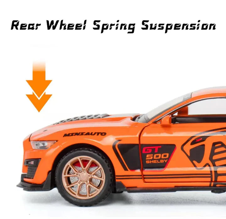 Mustang Gt500 Orange Scale Model - Diecast Metal Car - Scale 1:32