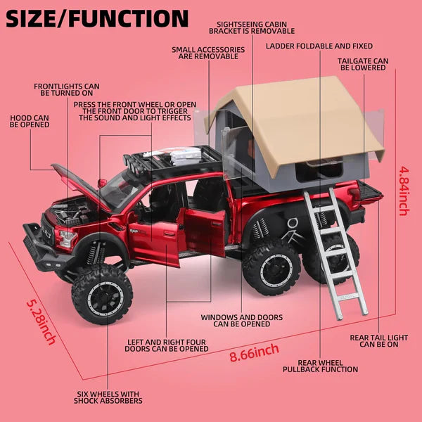 Raptor F-150 Pick Up for Kids - Diecast Metal Car - Scale 1:24