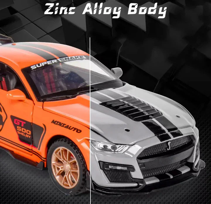 Mustang Gt500 Orange Scale Model - Diecast Metal Car - Scale 1:32
