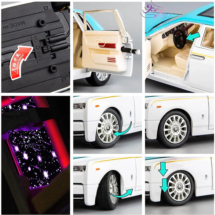 Rolls Royce Phantom White-Blue - Diecast Metal Car - Scale 1:32 / 1:24