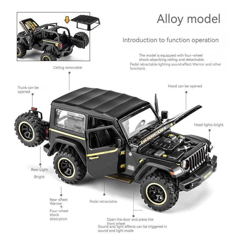 Jeep Rubicon - Diecast Metal Car - Scale 1:32 / 1:24