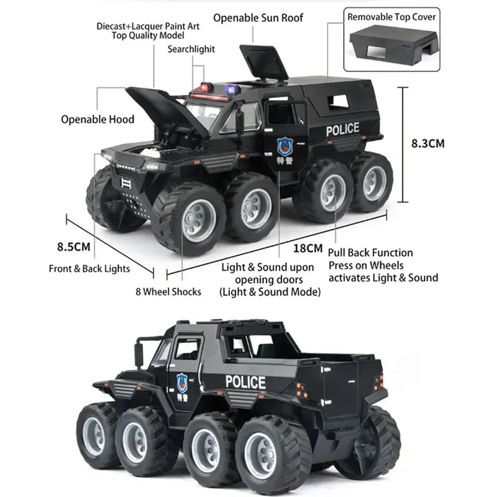 8X8 OFF-ROAD REFITTED MODEL ADVENTURE SUV - Diecast Metal Car - Scale 1:32