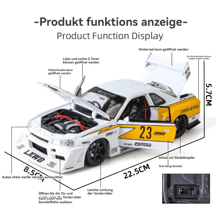 Lbwk Nissan E-r34 Super Silhouette Skyline Gtr - Diecast Metal Car - Scale 1:24