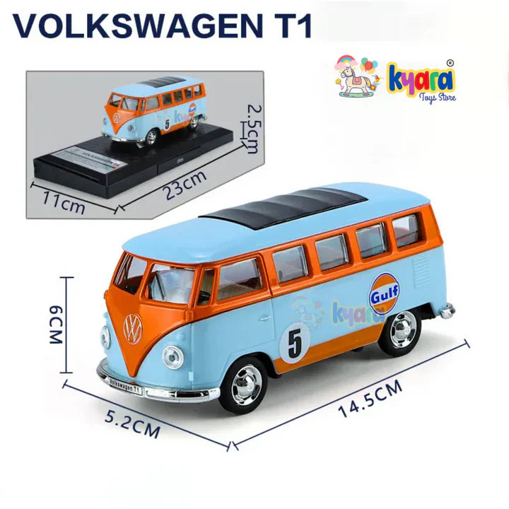 Gulf Oil VoLkswagen Classic T1 Bus- Diecast Metal Car - Scale 1:36