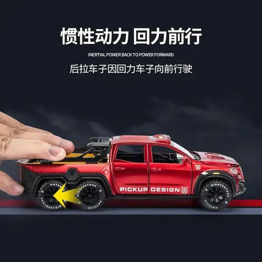 BIG SIZE AMG*6-6-PICKUP 1:24 DIECAST METAL PULLBACK TOY CAR WITH OPENABLE DOORS & LIGHT, MUSIC BOYS CAR FOR KIDS BEST TOYS GIFTS TOYS FOR KIDS [SIZE:-21CM*8.5CM*5.5CM]【 MULTICOLOR 】