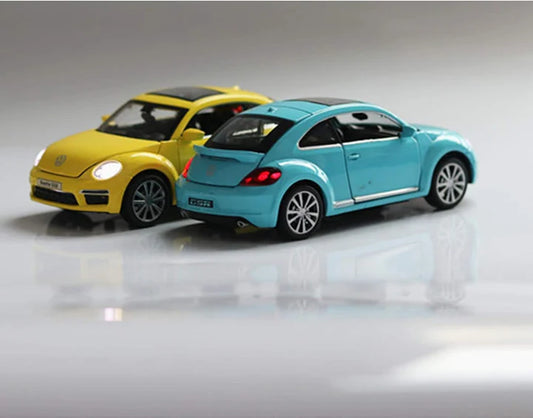 VOLKSWAGEN BEETLE 1:32 DIECAST METAL PULLBACK TOY CAR WITH OPENABLE DOORS & LIGHT, MUSIC BOYS CAR FOR KIDS BEST TOYS GIFTS TOYS FOR KIDS [SIZE:-14.7CM*6.9CM*5CM]【 MULTICOLOR 】