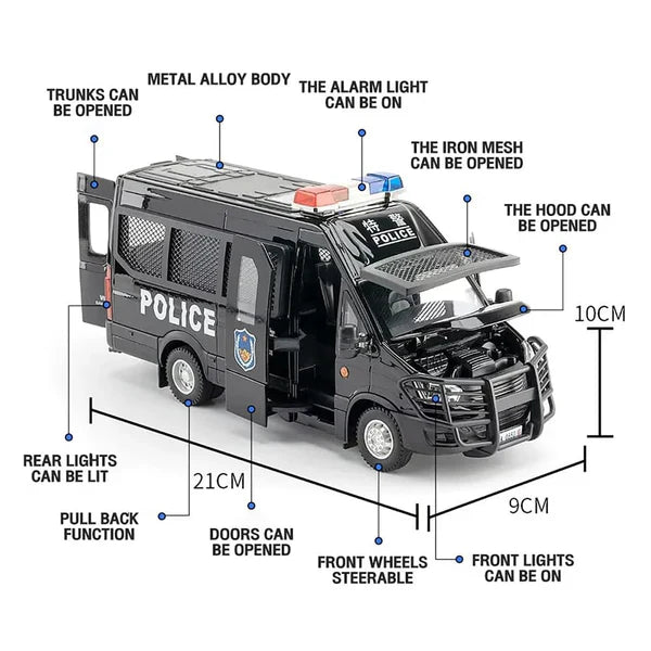 Police Van - Diecast Metal Car - Scale 1:24