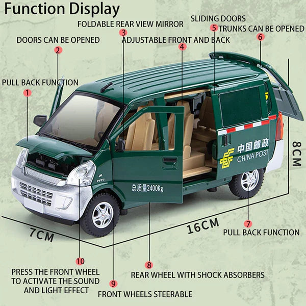 Wuling Postal Van - Diecast Metal Car - Scale 1:24