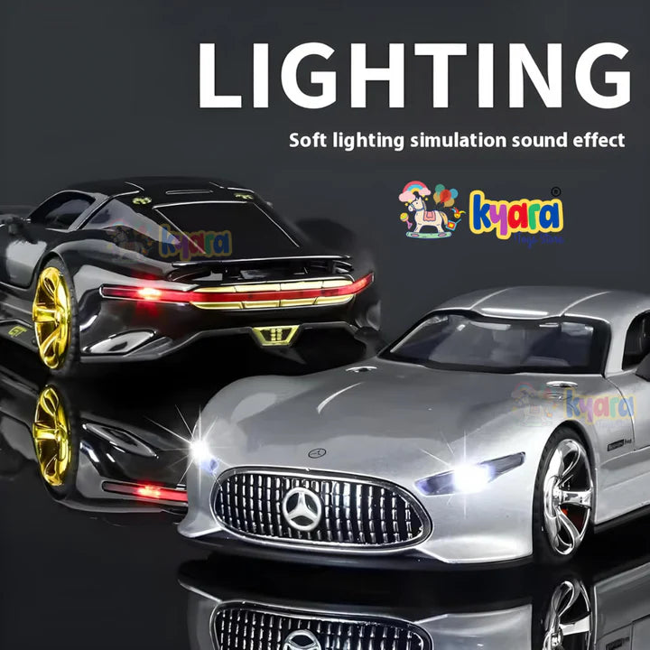 1:32 Scale Mercedes Vision AMG GT Future Model Car - Exclusive Alloy Metal Pullback Toy with Openable Doors, Lights, and Music for Kids