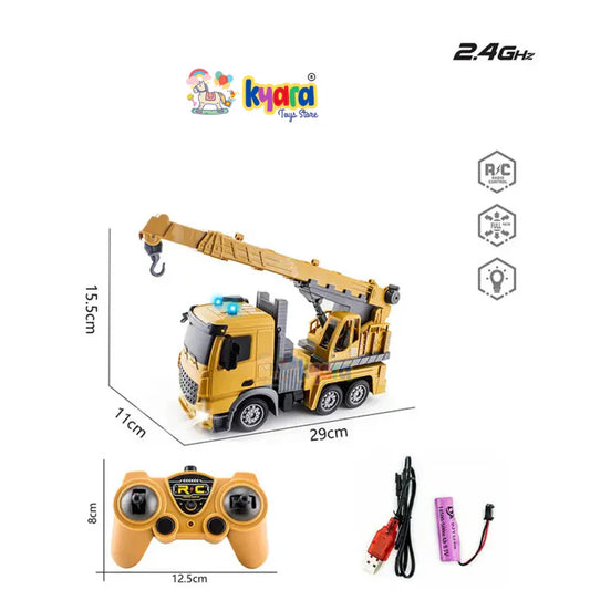 Construction Truck 2.4GHz 6 Channels RC Crane - Diecast Metal Car - Scale 1:24
